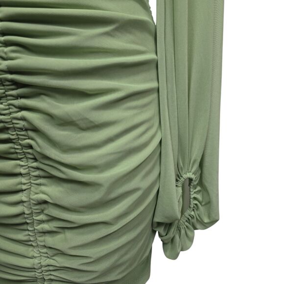 NWT Hello Molly Women’s Green Ruched Balloon Sleeve Bodycon Dress Size‎ Large - Picture 9 of 13